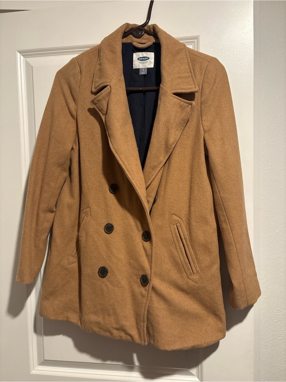 Old Navy Women's Camel Double-Breasted Pea Coat